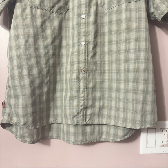Simms Snap Button Plaid Shirt Green Men Size M - Picture 3 of 7